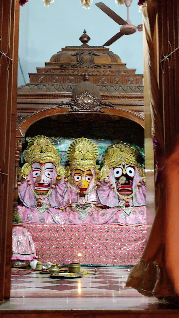 Sri Jagannath, Baladeva and Subhadra on the altar of the Math — Shree Chaitanya Gaudiya Math, Puri